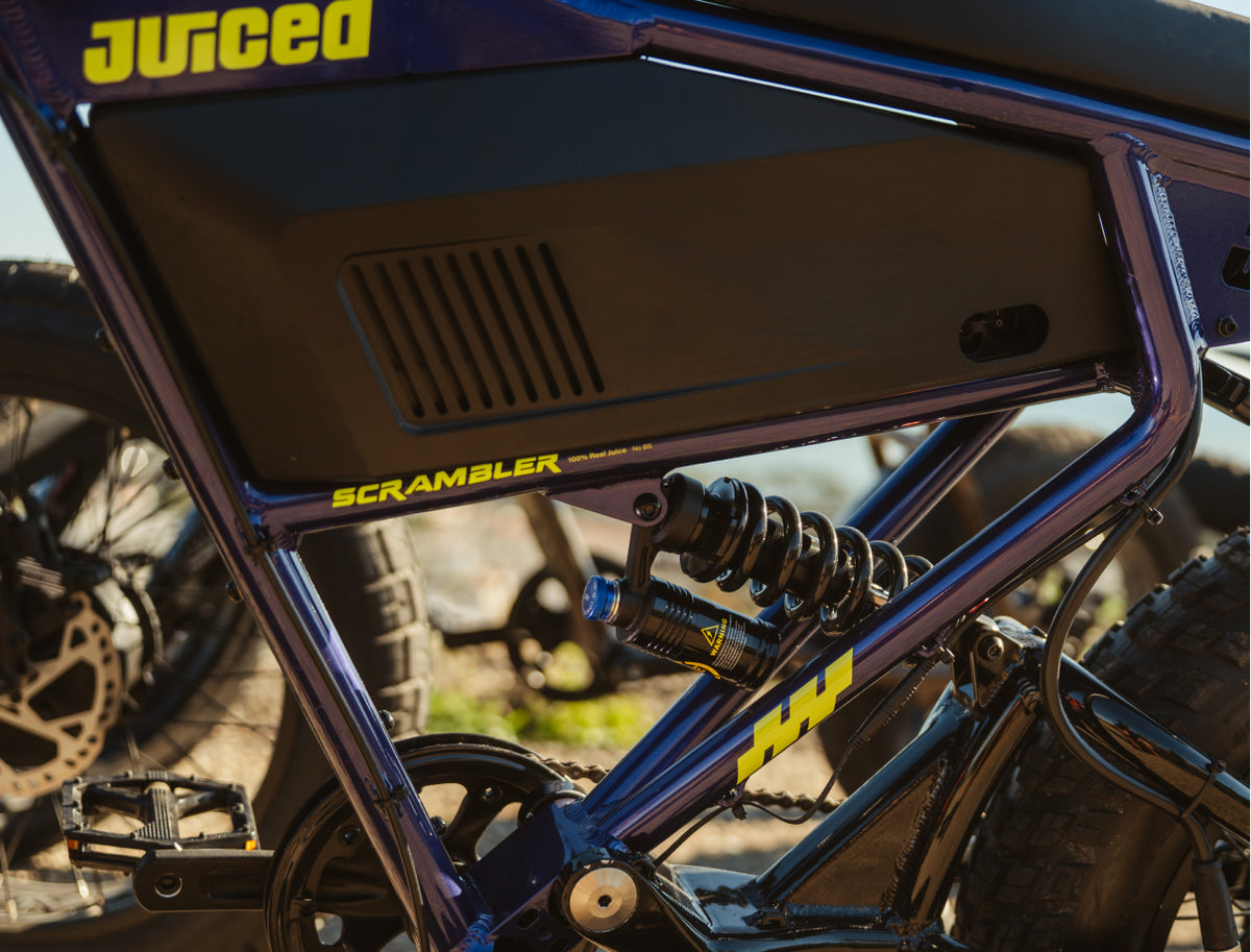 Juiced Scrambler battery housing, with LG cells enclosed inside the pack